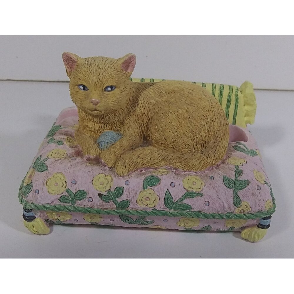 Lady Jayne Cottage Cat Pad Pen Holder 4in Vintage Floral Kitten Multicolor 8125